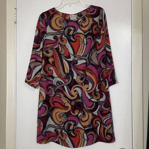 NWOT ANTHROPOLOGIE MAEVE Orange Brown Retro swirl shift dress size XS - Picture 1 of 3